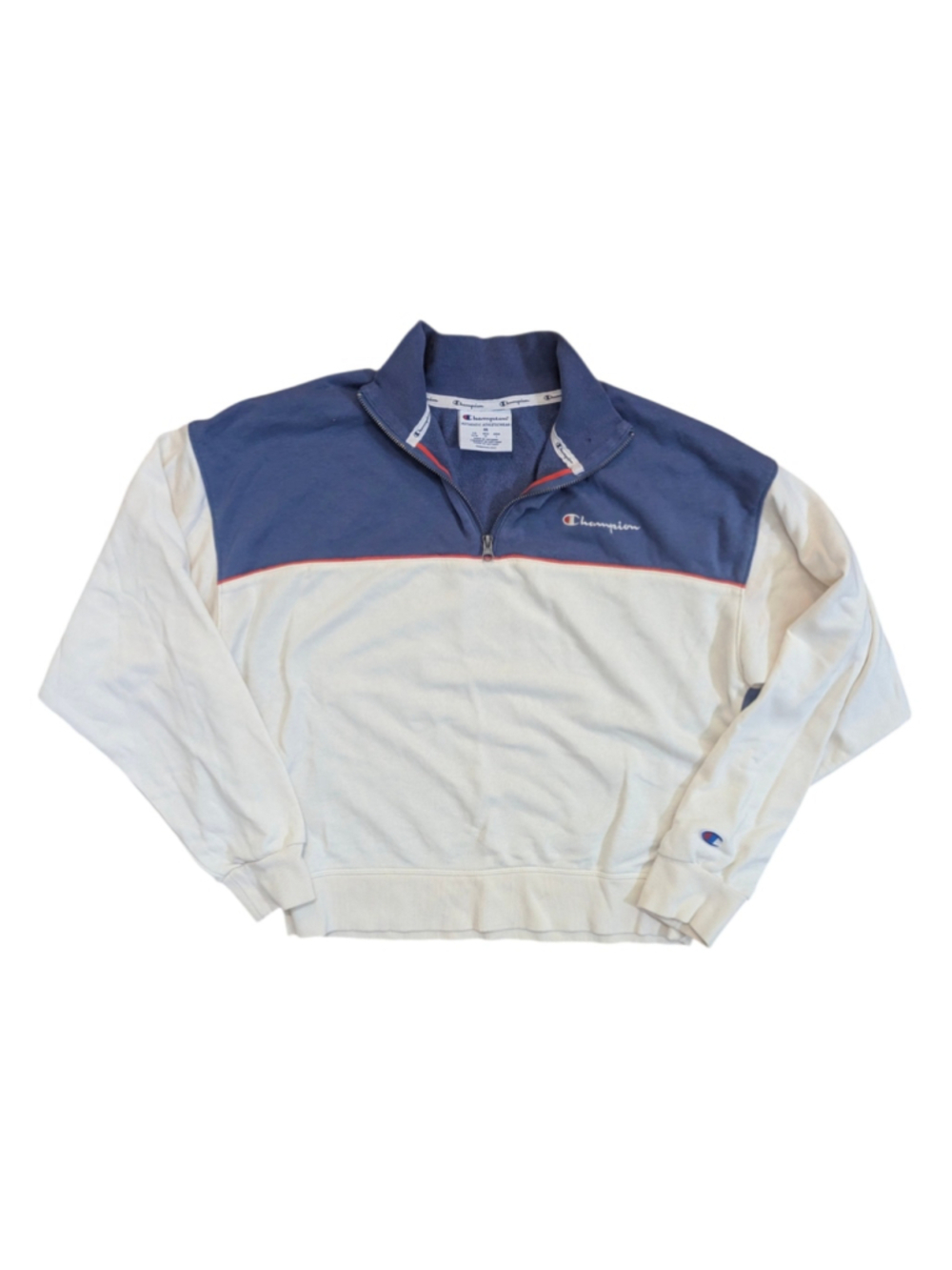 Champion Colorblock 1/4 Zip Sweatshirt Medium - Picture 3 of 12